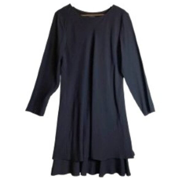 WILD ROSE Dresses & Skirts - WILD ROSE VINTAGE BLACK LONG SLEEVED SHIFT DRESS W/ LAYERED HEM SIZE14 (USA)